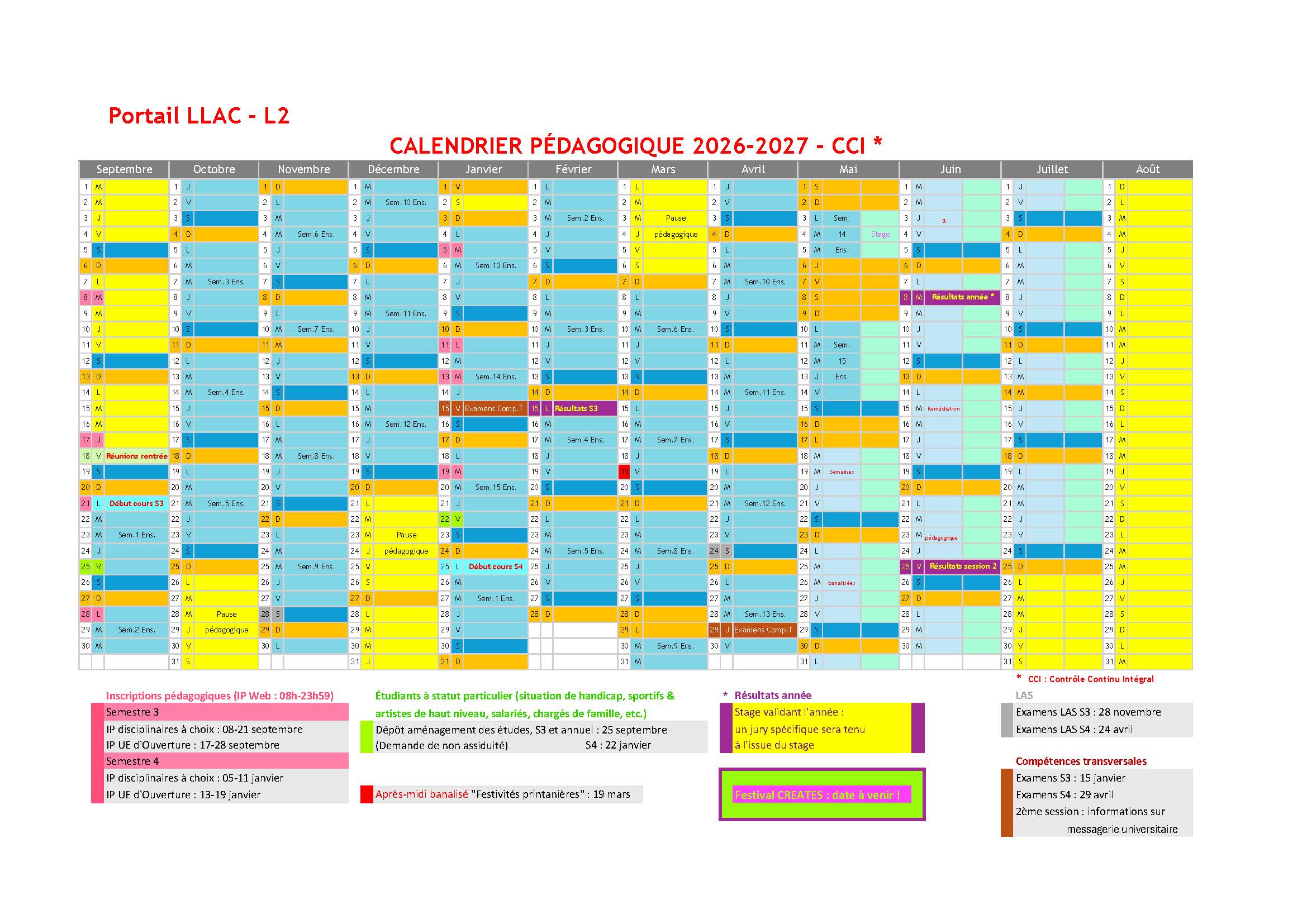 Calendrier L2 26-27